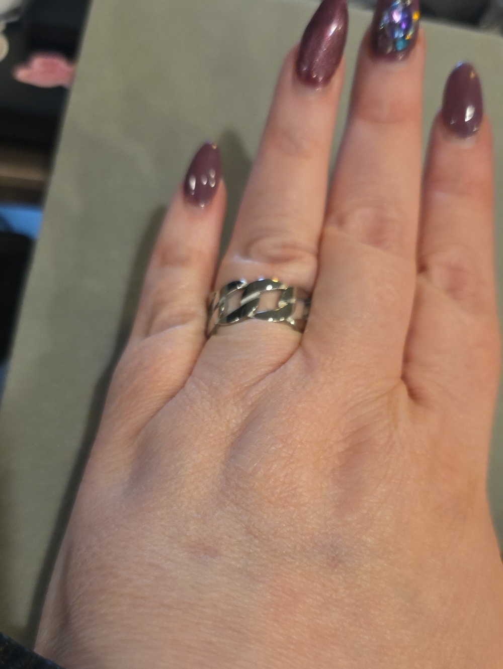 Sterling Silver Chain Link Ring - Polished Silver